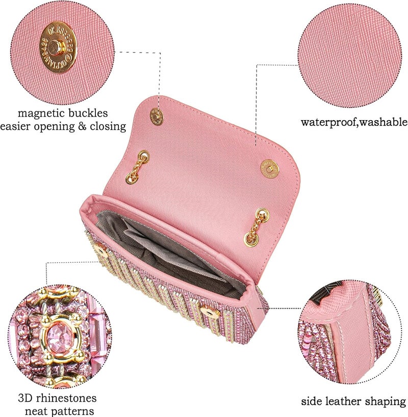 BBTT.ful Shoulder Bags Crossbody Bag Purses Handbags Crystals Rhinestone Evening Bag for Women Clutch Purse with Chain - Image 4
